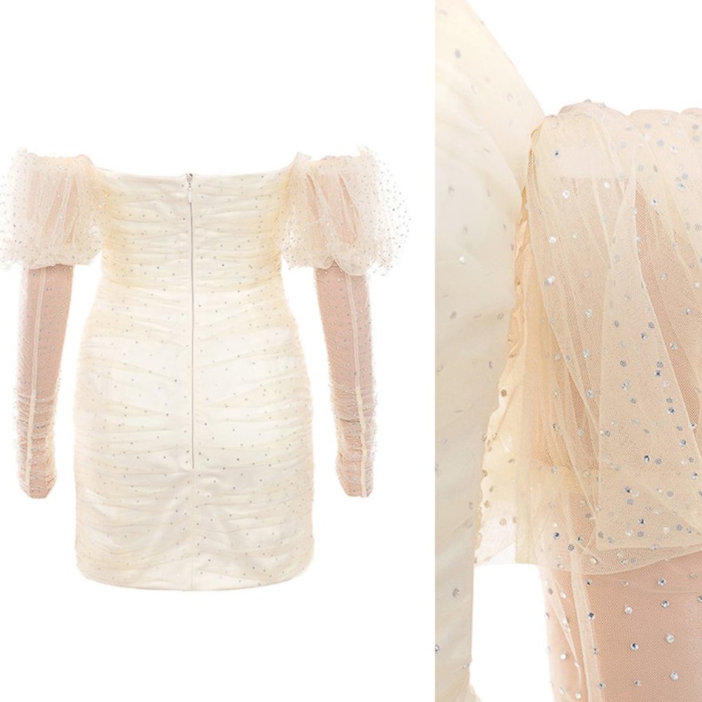 RARE HOUSE OF CB 'Milana' Ivory Crystal and Tulle dress NWOT - Picture 11 of 13